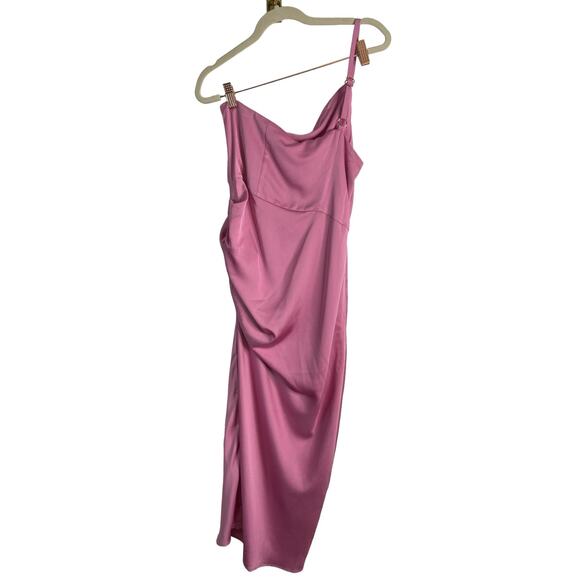 Lovers and Friends Amina Midi Dress Satin One Shoulder Side Slit Formalwear S - Picture 7 of 14